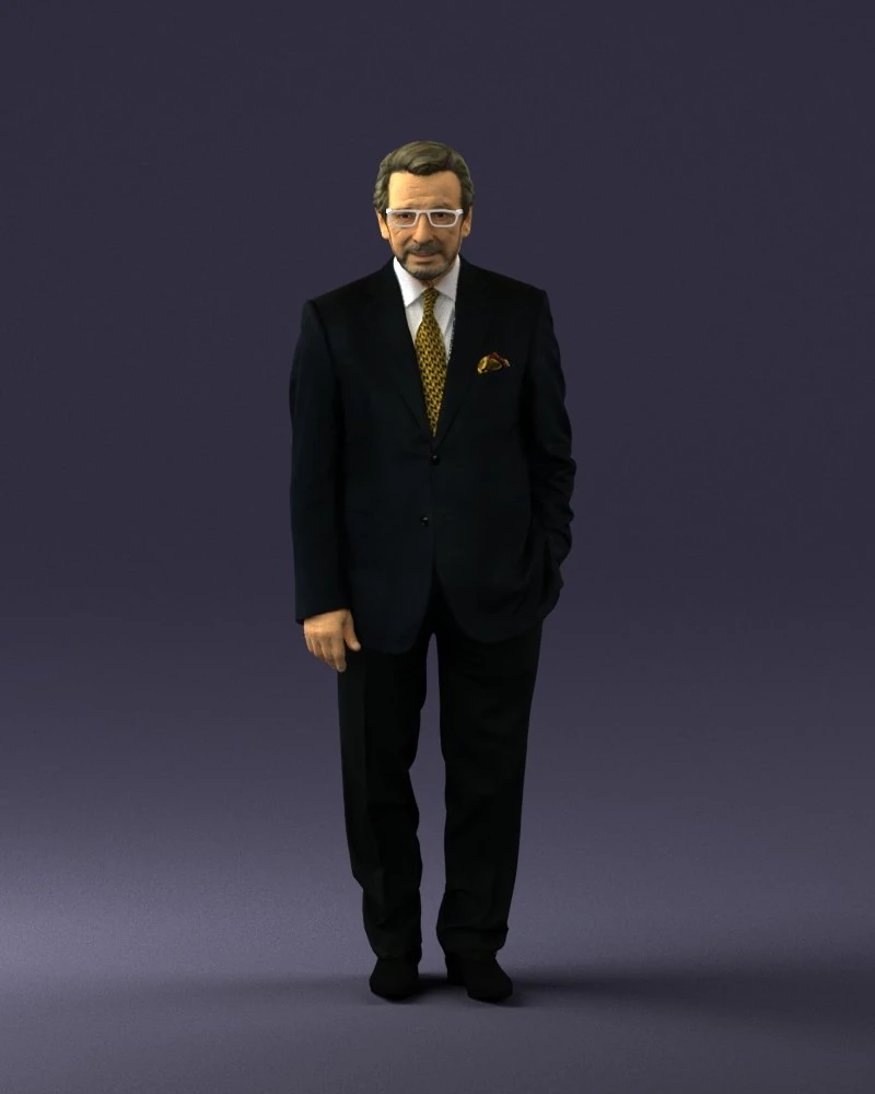 000431 Businessman Male Character in Suit Standing Pose 3D Scan 3D Model .c4d .max .obj .3ds .fbx .stl .blend 