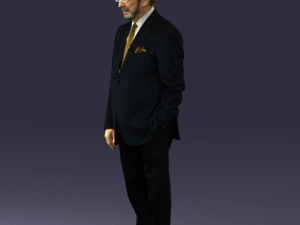 000431 Businessman Male Character in Suit Standing Pose 3D Scan 3D Model