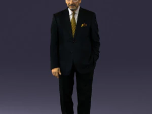 000431 Businessman Male Character in Suit Standing Pose 3D Scan 3D Model