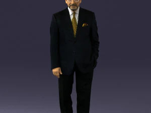 000431 Businessman Male Character in Suit Standing Pose 3D Scan 3D Model