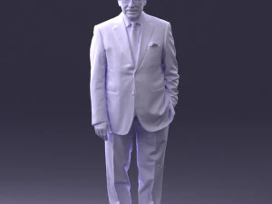 000431 Businessman Male Character in Suit Standing Pose 3D Scan 3D Model
