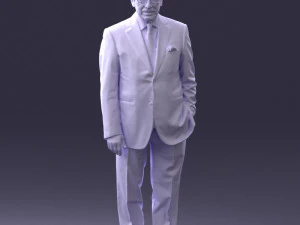 000431 Businessman Male Character in Suit Standing Pose 3D Scan 3D Model