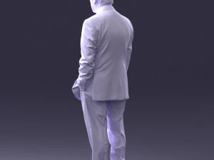 000431 Businessman Male Character in Suit Standing Pose 3D Scan 3D Model