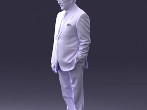 000431 Businessman Male Character in Suit Standing Pose 3D Scan 3D Model
