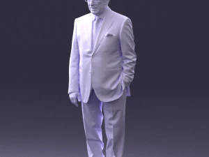 000431 Businessman Male Character in Suit Standing Pose 3D Scan 3D Model