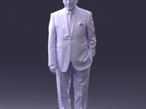 000431 Businessman Male Character in Suit Standing Pose 3D Scan 3D Model