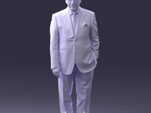 000431 Businessman Male Character in Suit Standing Pose 3D Scan 3D Model
