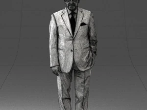 000431 Businessman Male Character in Suit Standing Pose 3D Scan 3D Model