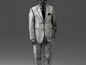 000431 Businessman Male Character in Suit Standing Pose 3D Scan 3D Model