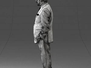 000431 Businessman Male Character in Suit Standing Pose 3D Scan 3D Model