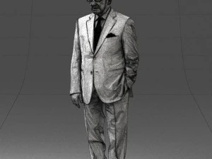 000431 Businessman Male Character in Suit Standing Pose 3D Scan 3D Model