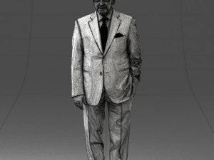 000431 Businessman Male Character in Suit Standing Pose 3D Scan 3D Model