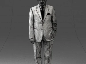 000431 Businessman Male Character in Suit Standing Pose 3D Scan 3D Model