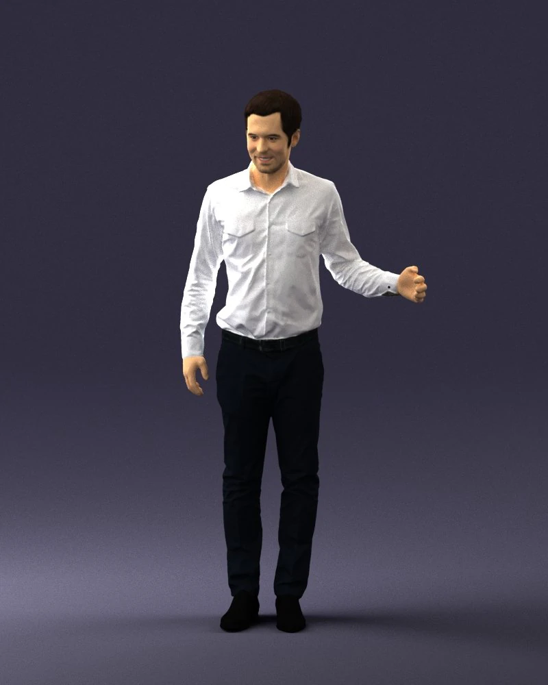 000433 Business Casual Male Character Talking Gesture 3D Scan 3dp 3D Print Model .c4d .max .obj .3ds .fbx .stl .blend 