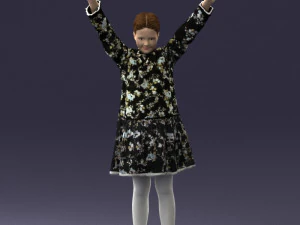 000432 Little Girl Character Victory Pose 3D Scan 3D Model