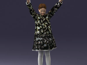 000432 Little Girl Character Victory Pose 3D Scan 3D Model