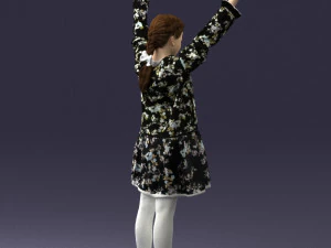 000432 Little Girl Character Victory Pose 3D Scan 3D Model