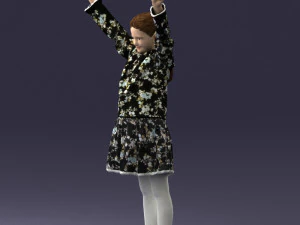 000432 Little Girl Character Victory Pose 3D Scan 3D Model