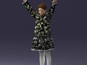 000432 Little Girl Character Victory Pose 3D Scan 3D Model
