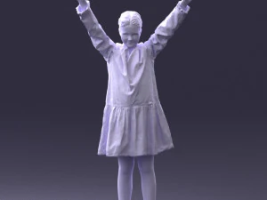 000432 Little Girl Character Victory Pose 3D Scan 3D Model