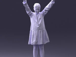 000432 Little Girl Character Victory Pose 3D Scan 3D Model