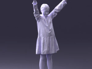 000432 Little Girl Character Victory Pose 3D Scan 3D Model