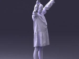 000432 Little Girl Character Victory Pose 3D Scan 3D Model