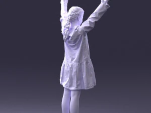 000432 Little Girl Character Victory Pose 3D Scan 3D Model