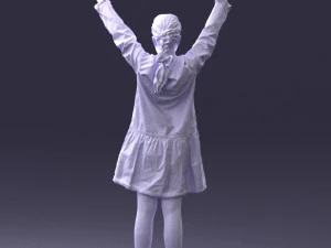000432 Little Girl Character Victory Pose 3D Scan 3D Model