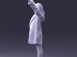 000432 Little Girl Character Victory Pose 3D Scan 3D Model