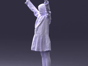 000432 Little Girl Character Victory Pose 3D Scan 3D Model