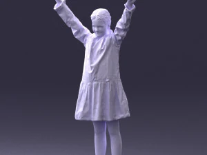 000432 Little Girl Character Victory Pose 3D Scan 3D Model