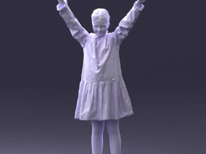 000432 Little Girl Character Victory Pose 3D Scan 3D Model