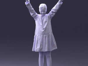 000432 Little Girl Character Victory Pose 3D Scan 3D Model