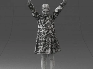 000432 Little Girl Character Victory Pose 3D Scan 3D Model