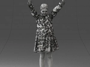 000432 Little Girl Character Victory Pose 3D Scan 3D Model