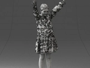 000432 Little Girl Character Victory Pose 3D Scan 3D Model