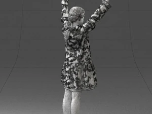 000432 Little Girl Character Victory Pose 3D Scan 3D Model