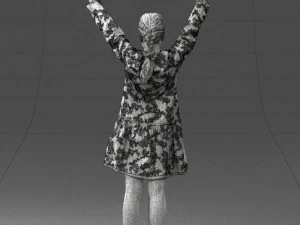 000432 Little Girl Character Victory Pose 3D Scan 3D Model