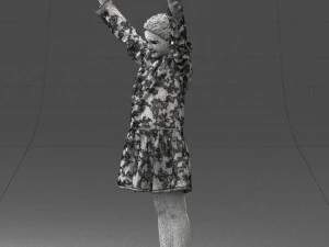 000432 Little Girl Character Victory Pose 3D Scan 3D Model