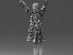 000432 Little Girl Character Victory Pose 3D Scan 3D Model