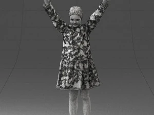 000432 Little Girl Character Victory Pose 3D Scan 3D Model