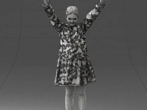 000432 Little Girl Character Victory Pose 3D Scan 3D Model