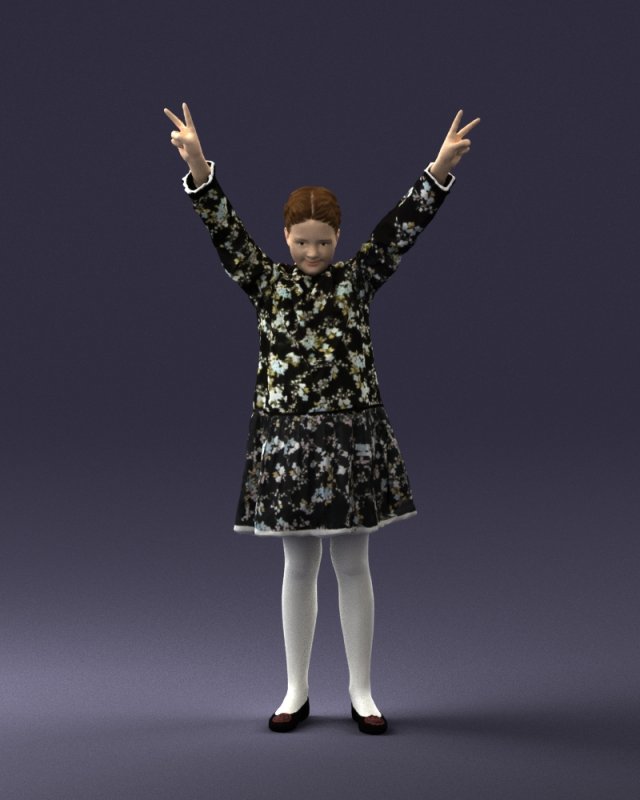 girl in peace pose 0098 3d print ready 3D-Druckmodell .c4d .max .obj .3ds .fbx .stl .blend 
