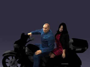 000428 Couple de motards sur un jeu de personnages de moto Scan 3D Modèle 3D