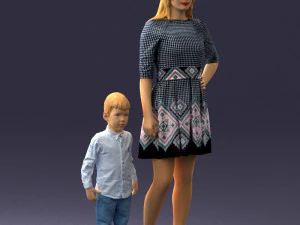 000388 Realistic 3D Scanned Family Set Woman and Child 3D Model