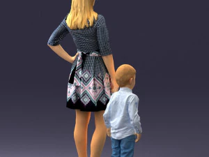 000388 Realistic 3D Scanned Family Set Woman and Child 3D Model