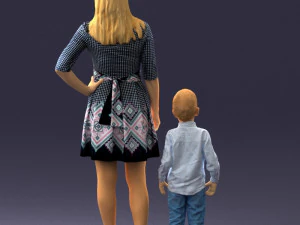 000388 Realistic 3D Scanned Family Set Woman and Child 3D Model