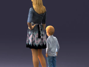000388 Realistic 3D Scanned Family Set Woman and Child 3D Model