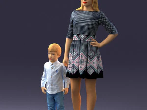 000388 Realistic 3D Scanned Family Set Woman and Child 3D Model